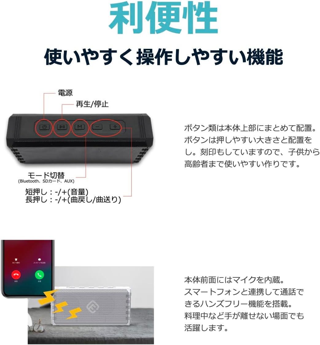 40s Bluetoothスピーカー 防水 IPX7 防塵 Jamaica | Ubuy